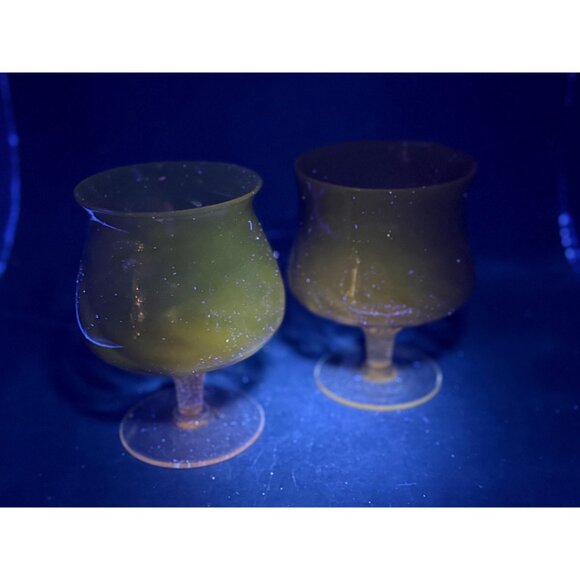 Set of 2 - Empoli Amethyst Optic Swirl Clear Twist Base Brandy Snifer/Goblet - Picture 11 of 13